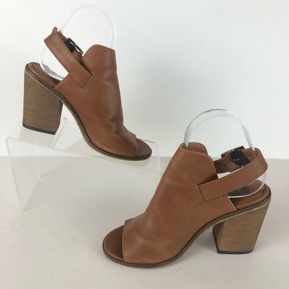 Steve Madden Talento Tan Leather Block Heels Sz 6 - Picture 3 of 12